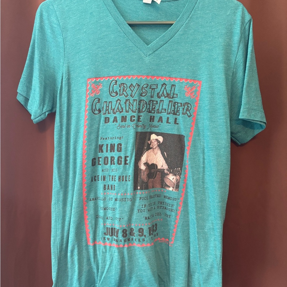 George Strait Dance Hall Graphic V-Neck T-Shirt - Teal